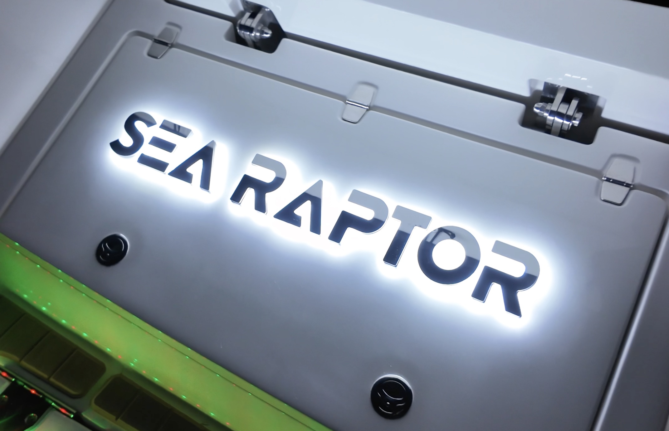 Sea Raptor backlit nameplate